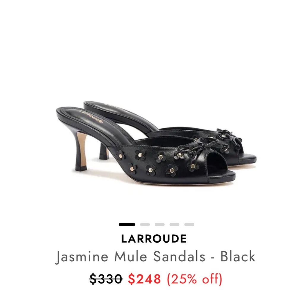 Larroude Jasmine Mule Sandals- Black- Size 7.5 NIB